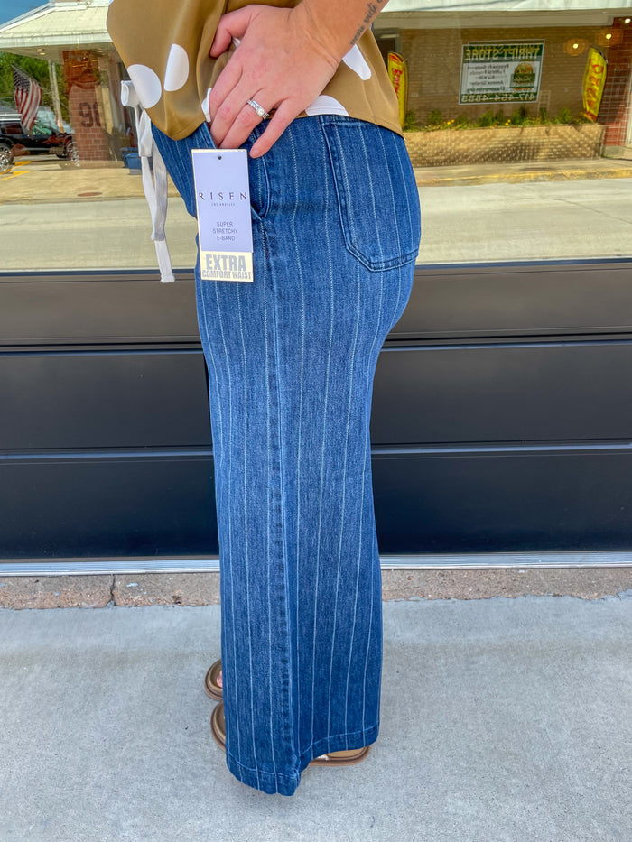 Uptown Pinstripe Jeans- Risen