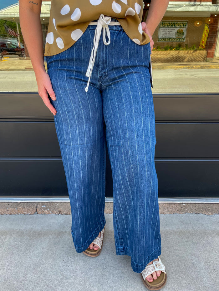 Uptown Pinstripe Jeans- Risen