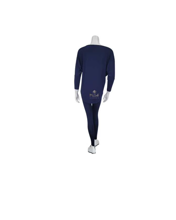 Vanilla Night and Day Navy Round Neck Modal Pajamas Set