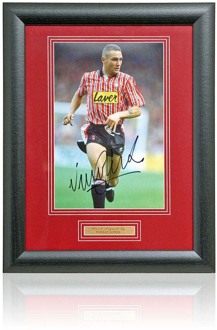 Vinnie Jones Hand Signed Sheffield United Photograph 19x15in Framed