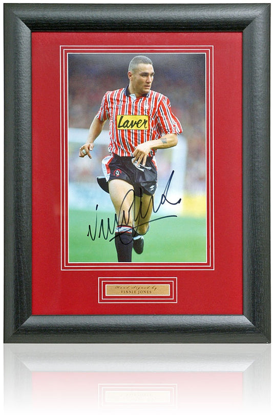 Vinnie Jones Hand Signed Sheffield United Photograph 19x15in Framed