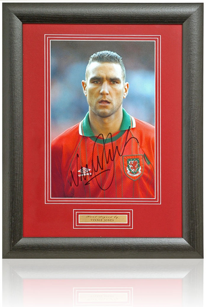 Vinnie Jones Wales Legend Hand Signed Photograph 15x19in Framed + COA