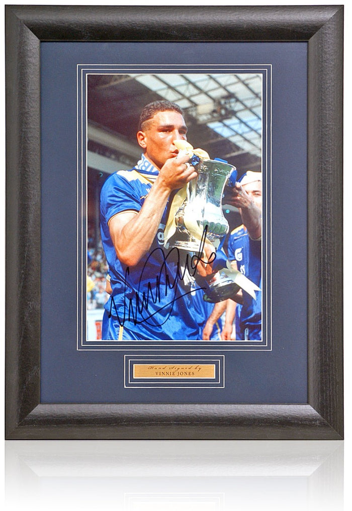 Vinnie Jones Wimbledon Legend Signed 1988 FA Cup Photograph 15x19in Framed + COA