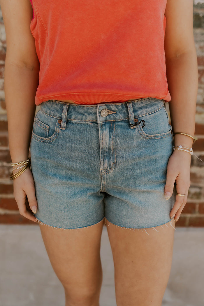 Vintage Wash Denim Shorts- Hidden