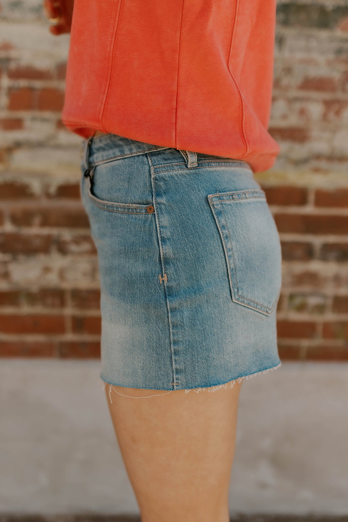 Vintage Wash Denim Shorts- Hidden