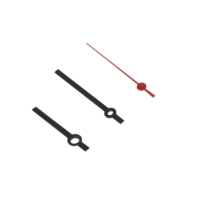Watch Hands: Baton Black Finish + Red Seconds Hand