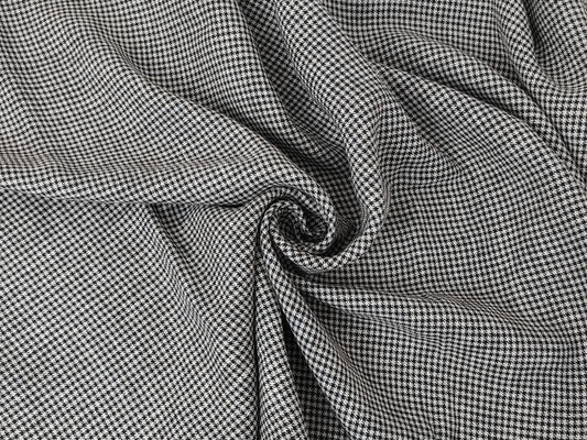 White & Black Gingham Check Linen-Polyester Fabric | Twill Weave, Pre-Washed 8068