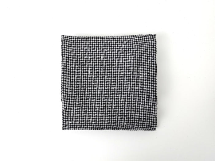 White & Black Gingham Check Linen-Polyester Fabric | Twill Weave, Pre-Washed 8068