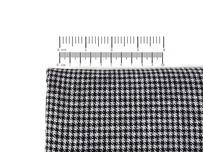 White & Black Gingham Check Linen-Polyester Fabric | Twill Weave, Pre-Washed 8068