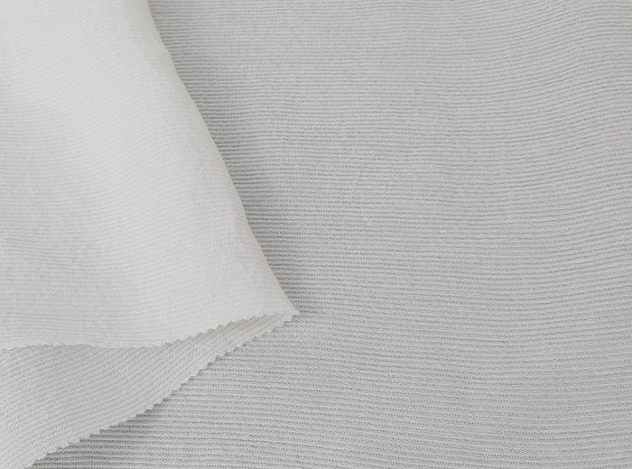 White Linen-Nylon-Rayon Dobby Weave Fabric: Subtle Wrinkle and Stripe Pattern 4280