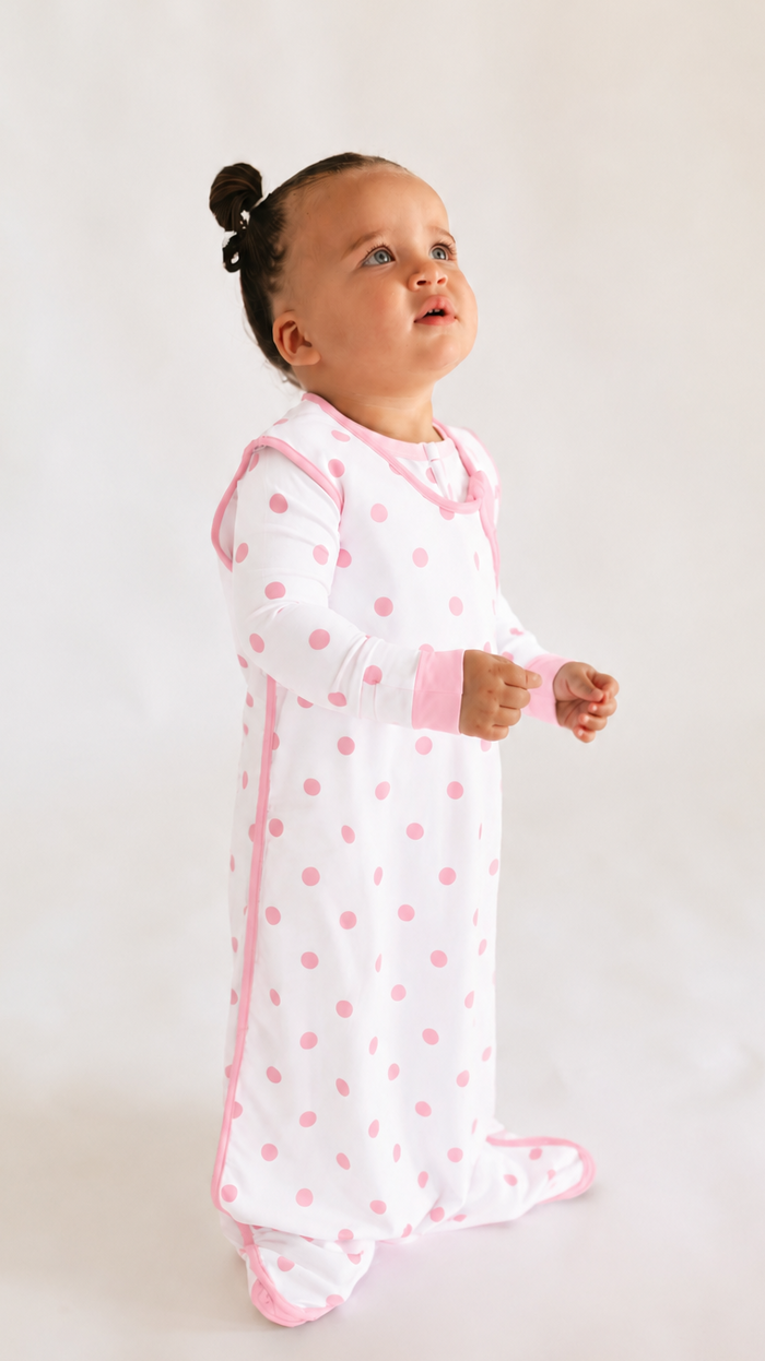 White & Pink Polka Dot Sleep Sack 0.5