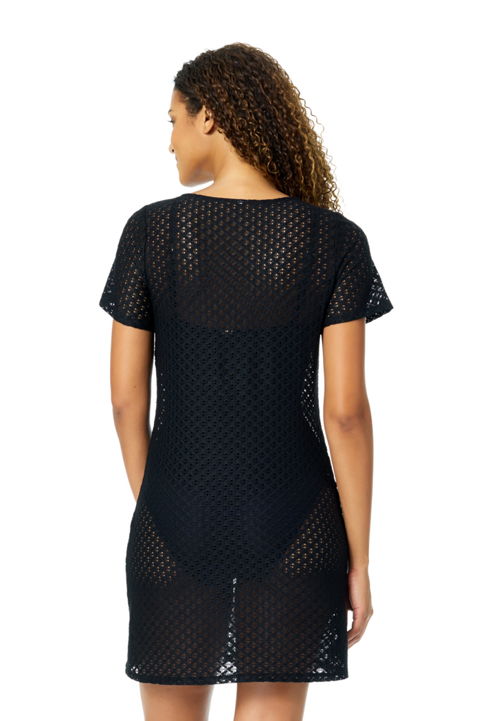 Women's Black Short Sleeve Cover Up With Buckle