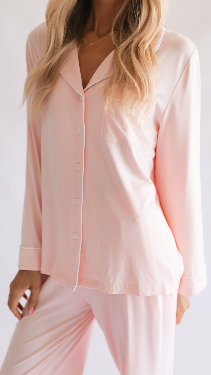 Women's Button Up Set In Blush