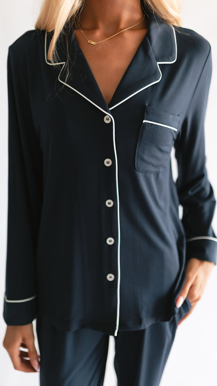 Women's Button Up Set In Navy