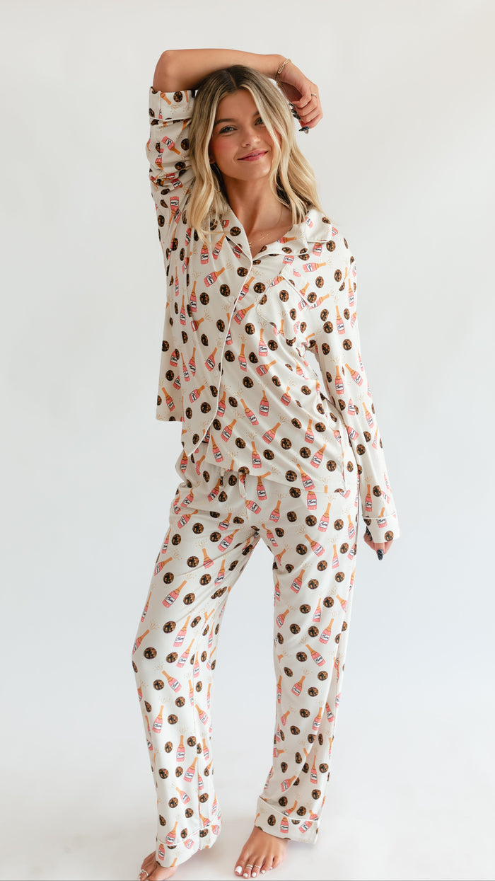 Women's Button Up Set In Sparkle & Sip