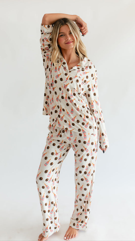 Women's Button Up Set In Sparkle & Sip