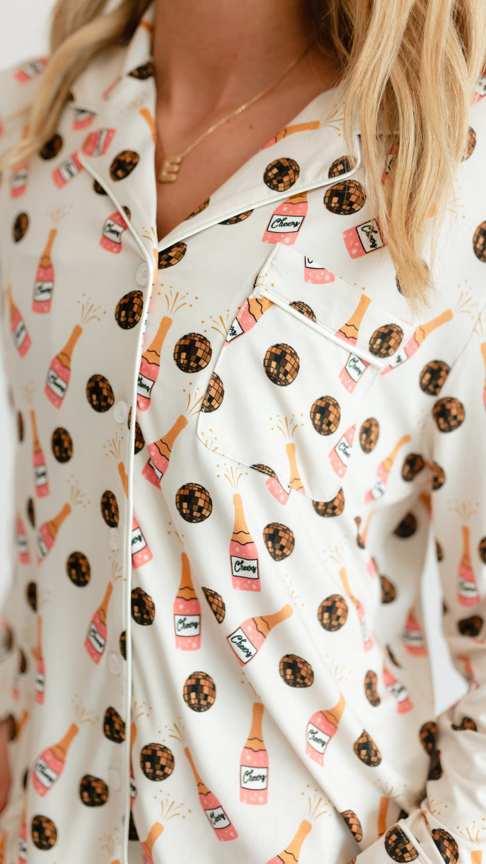 Women's Button Up Set In Sparkle & Sip