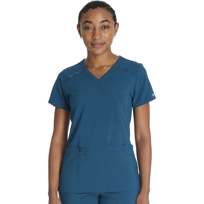 Women's EDS Essentials Mock Wrap Scrub Top - Caribbean Blue - 1