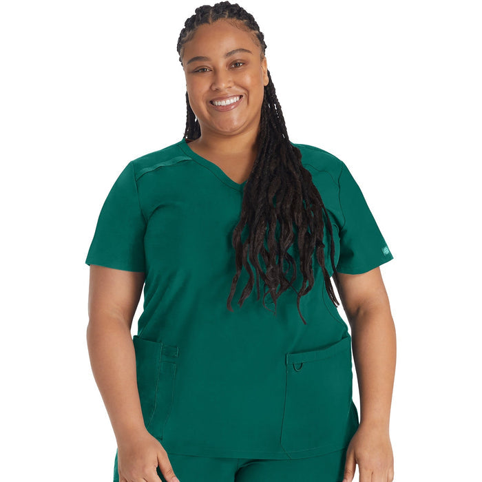 Women's EDS Essentials Mock Wrap Scrub Top - Hunter Green - 1
