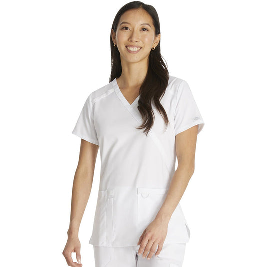 Women's EDS Essentials Mock Wrap Scrub Top - White - 1