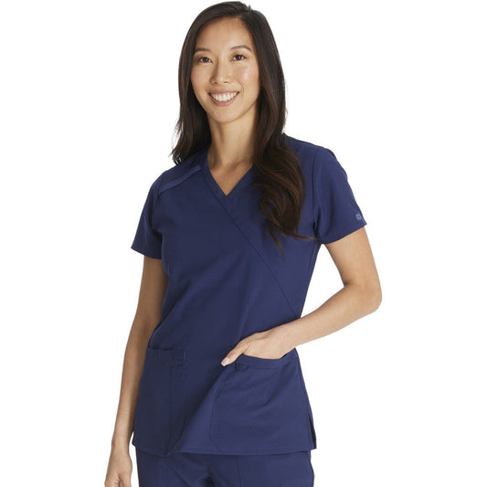 Women's EDS Essentials Mock Wrap Scrub Top - Navy - 1