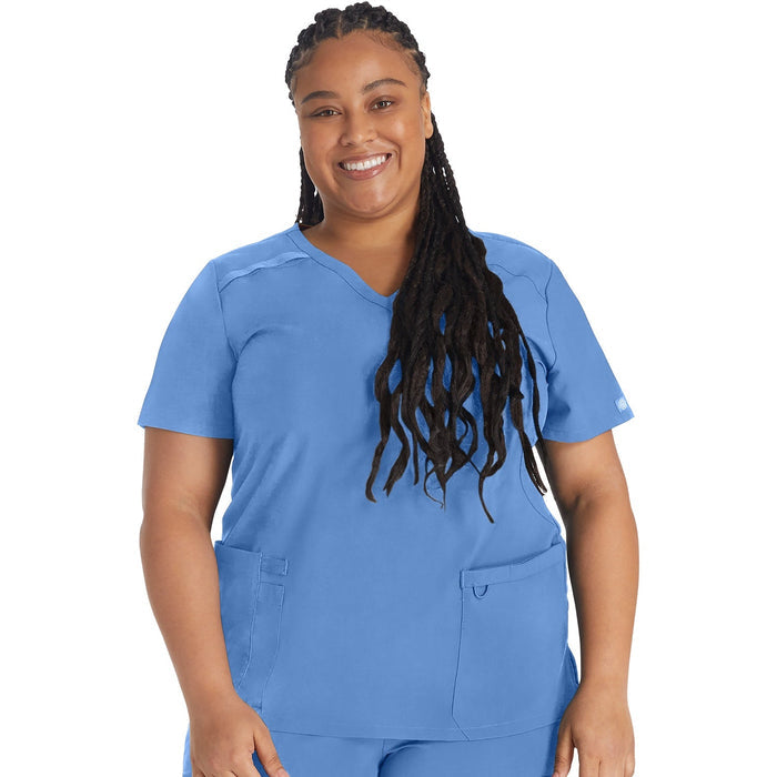 Women's EDS Essentials Mock Wrap Scrub Top - Ciel - 1