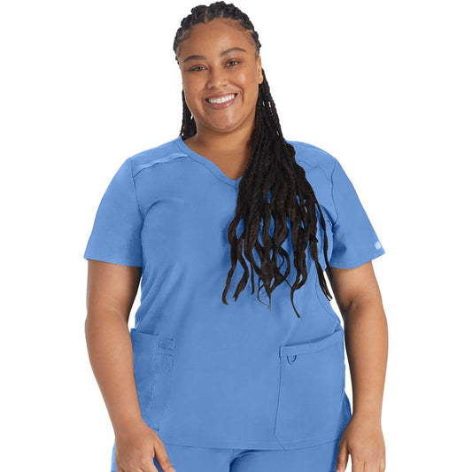 Women's EDS Essentials Mock Wrap Scrub Top - Ciel - 1