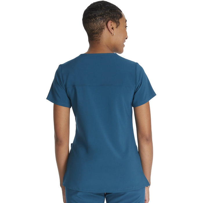 Women's EDS Essentials Mock Wrap Scrub Top - Caribbean Blue - 2