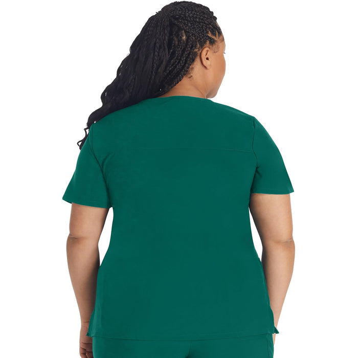Women's EDS Essentials Mock Wrap Scrub Top - Hunter Green - 2