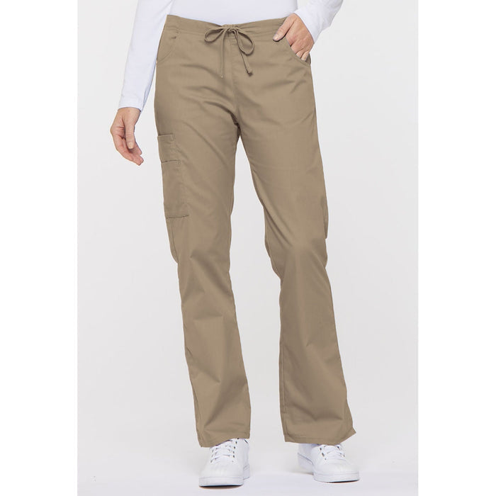 Women's EDS Signature Mid Rise Drawstring Cargo Scrub Pant - Dark Khaki - 1
