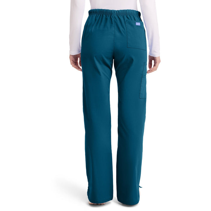 Women's EDS Signature Mid Rise Drawstring Cargo Scrub Pant - Caribbean Blue - 2