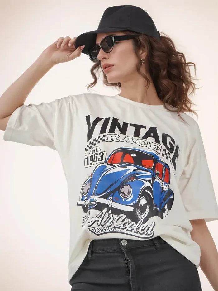 oversized cotton blend tee