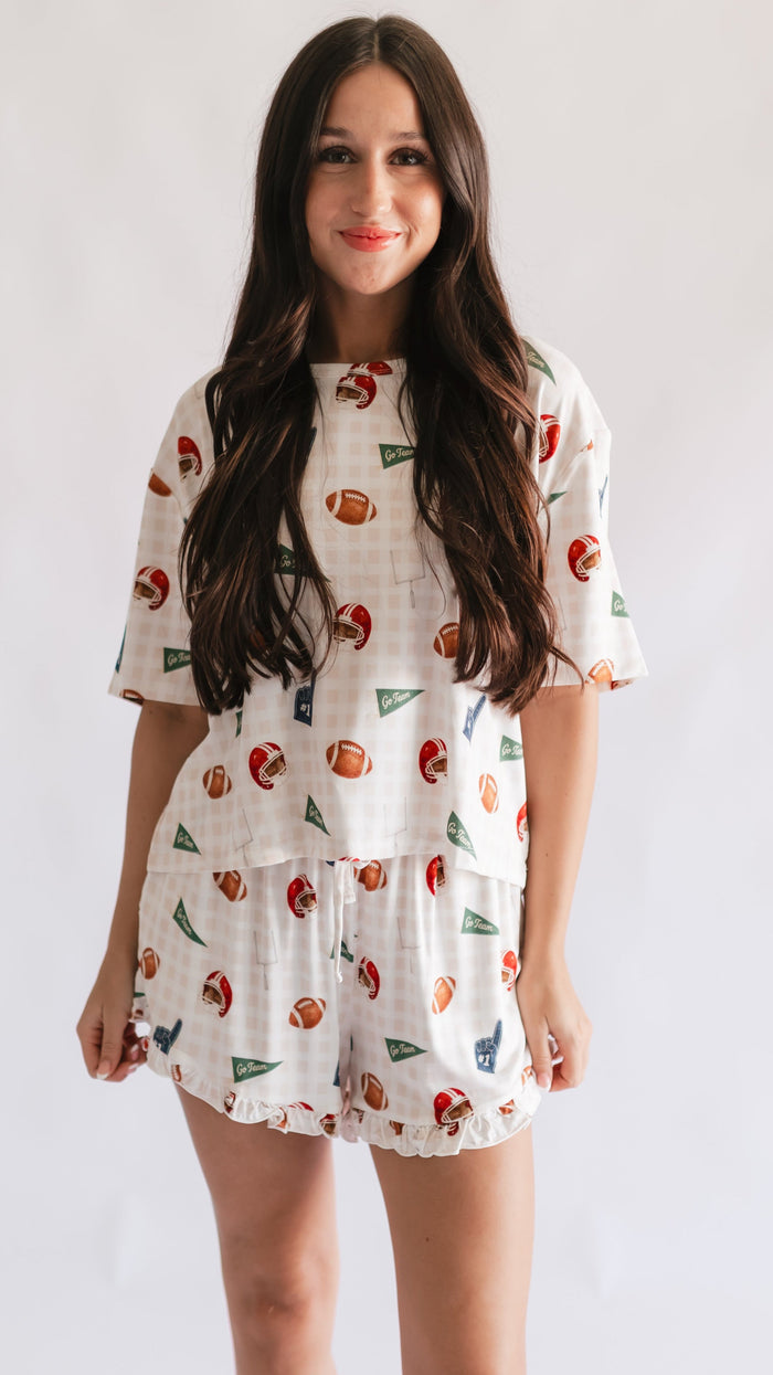 Women’s Ruffle Short Set in Football