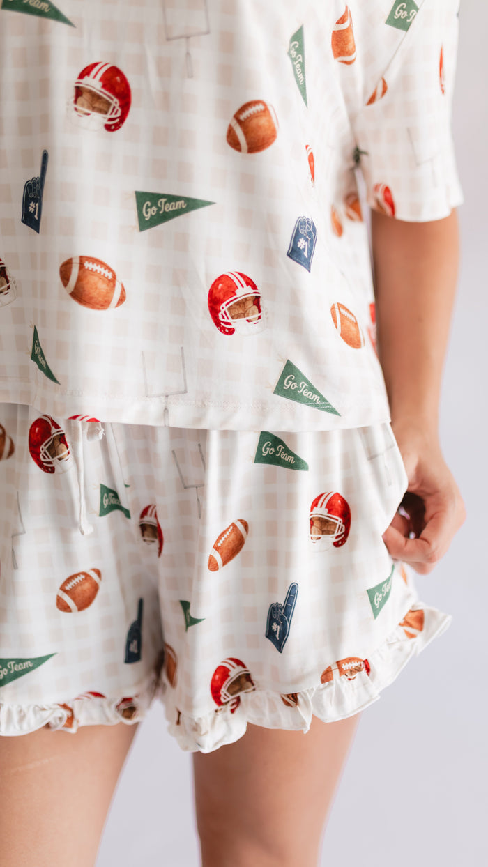 Women’s Ruffle Short Set in Football