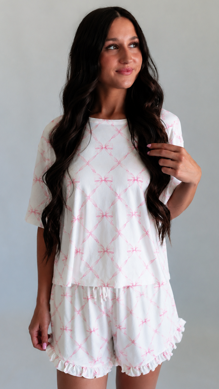Women’s Ruffle Short Set in Rosie