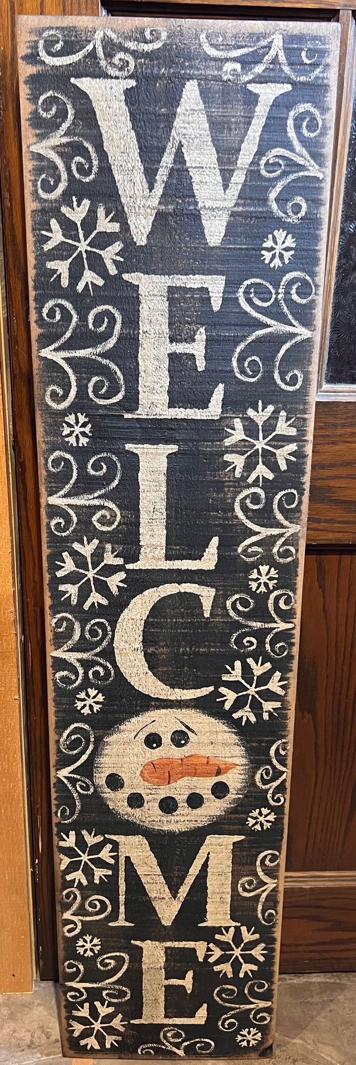 Wooden Snowman Welcome Sign