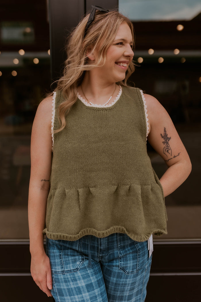 Woodland Side Tie Vest- Olive