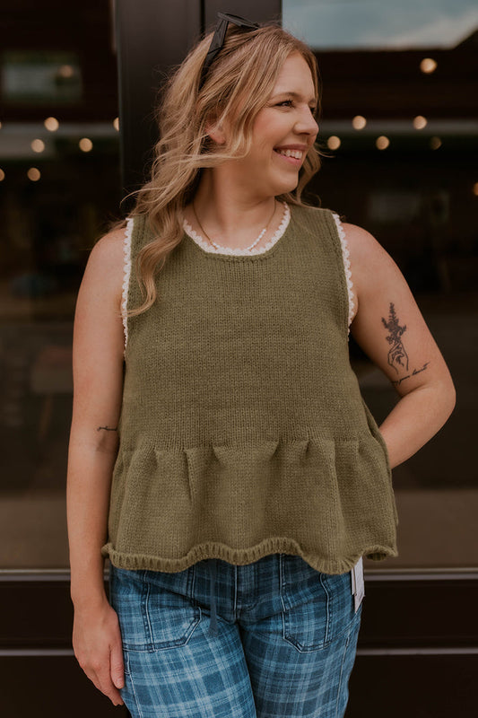 Woodland Side Tie Vest- Olive
