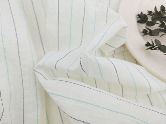 Wrinkled Charm Linen Blend with Striped Elegance Fabric 472 - The Linen Lab - Ivory