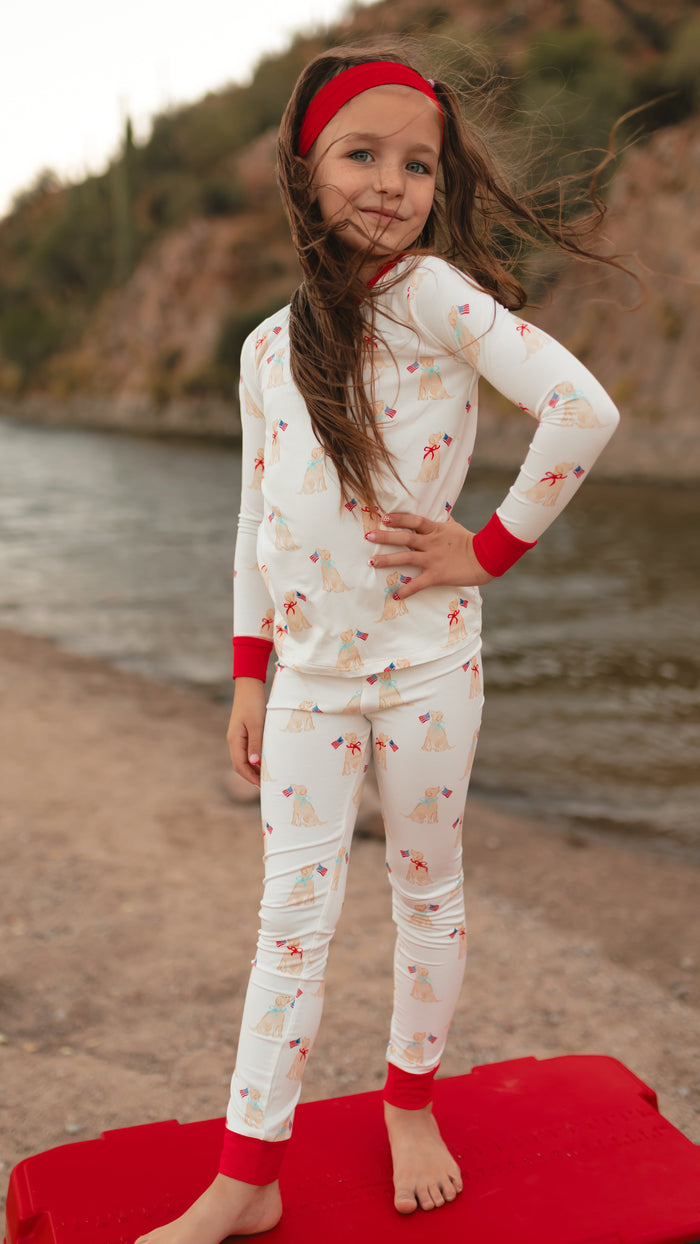 Youth Pajama Set in American Pups