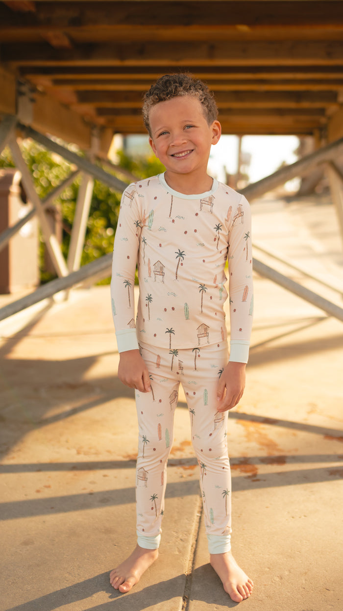 Youth Pajama Set in Beach Collage