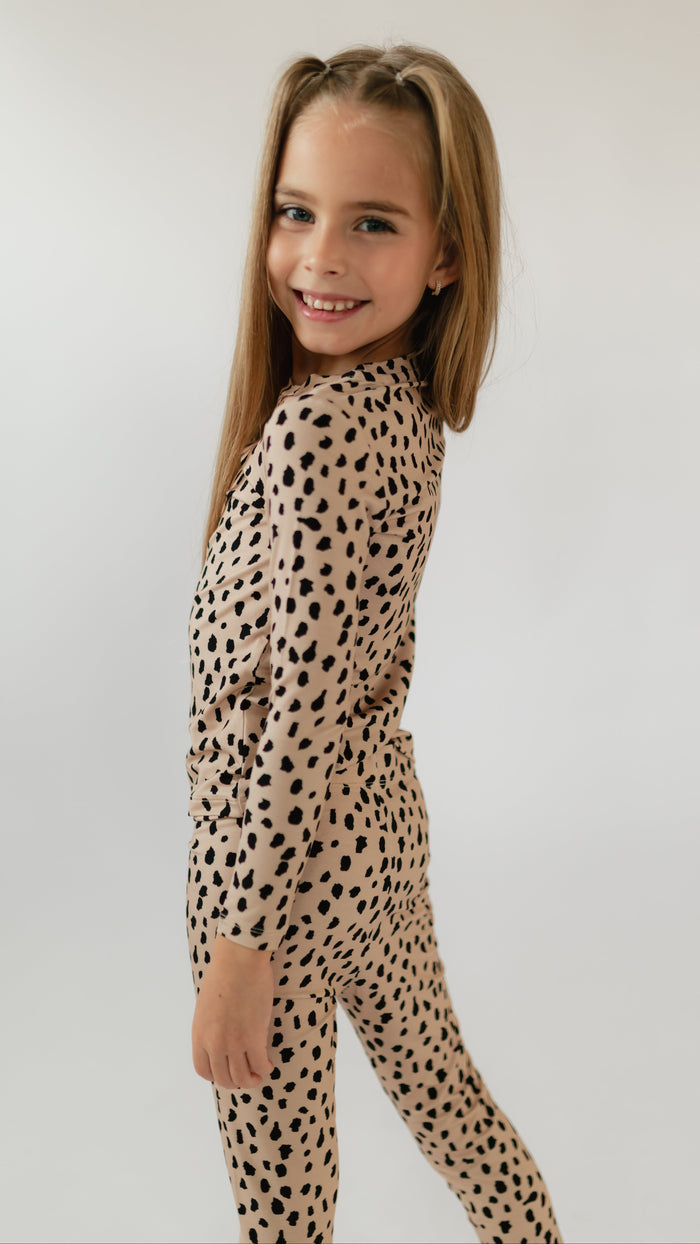 Youth Pajama Set in Brown Cheetah