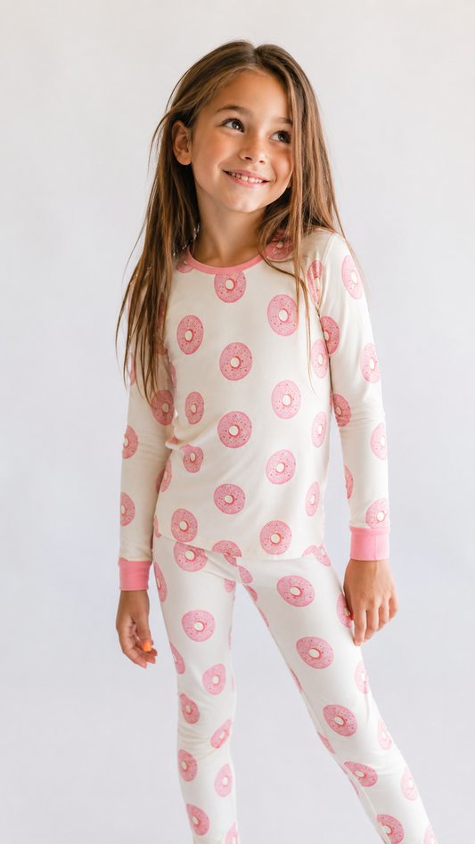 Youth Pajama Set in Pink Donuts