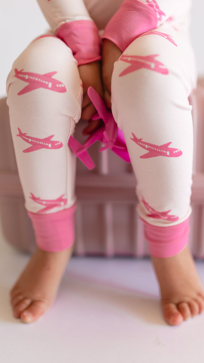 Youth Pajama Set in Pink Planes