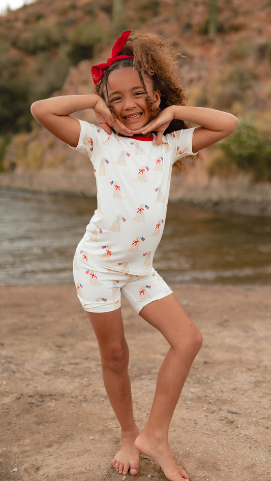 Youth Pajama short sleeve and shorts in American Pups