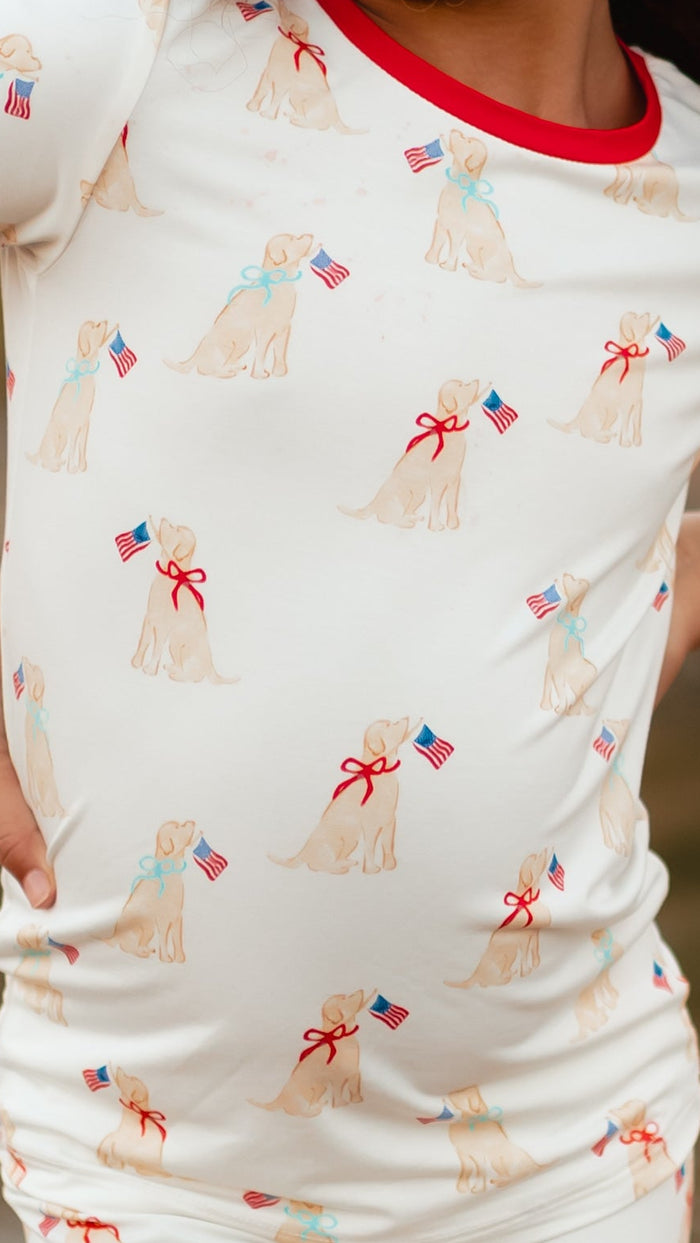 Youth Pajama short sleeve and shorts in American Pups