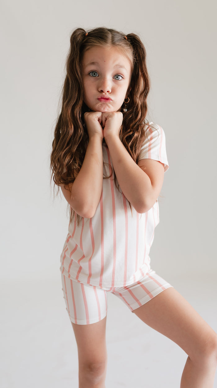 Youth Pajama Shorts Set in Beach Stripes