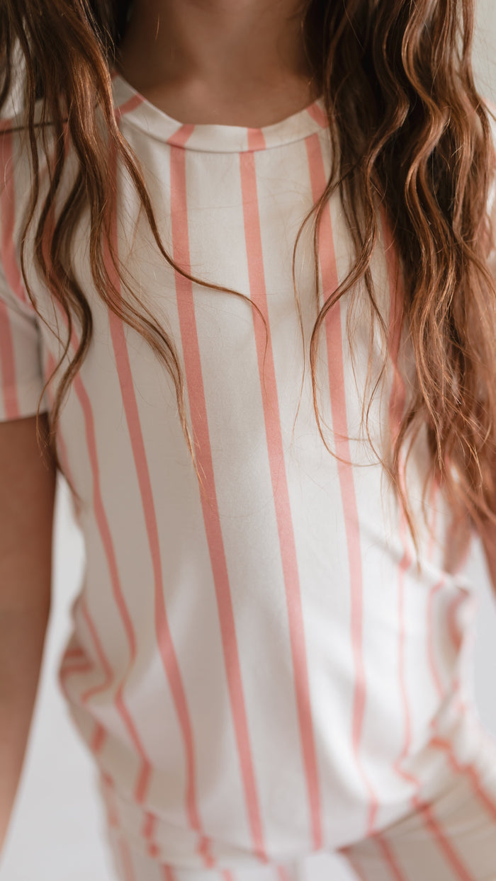 Youth Pajama Shorts Set in Beach Stripes