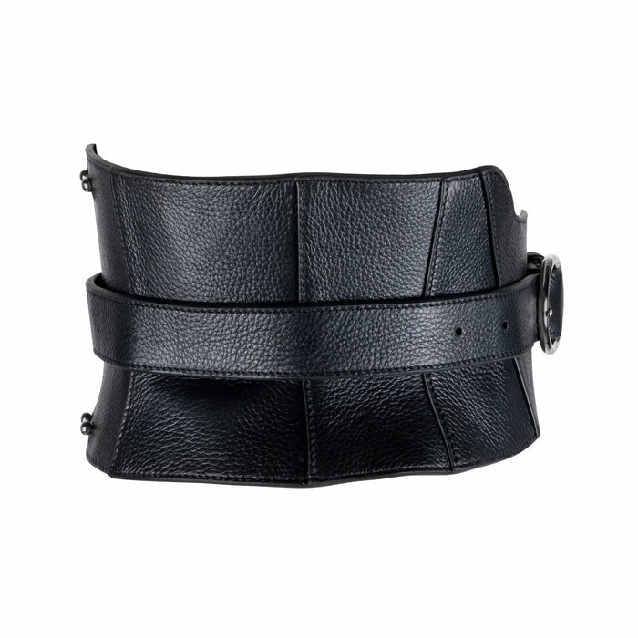 Object and Dawn Zheng leather corset belt black by object and dawn ghost image