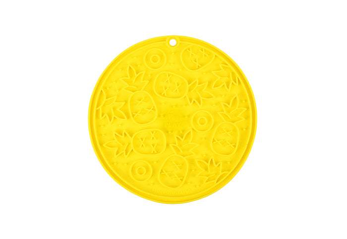 P.L.A.Y. ZoomieRex EverLick Mat - Large Pineapple yellow mat shown